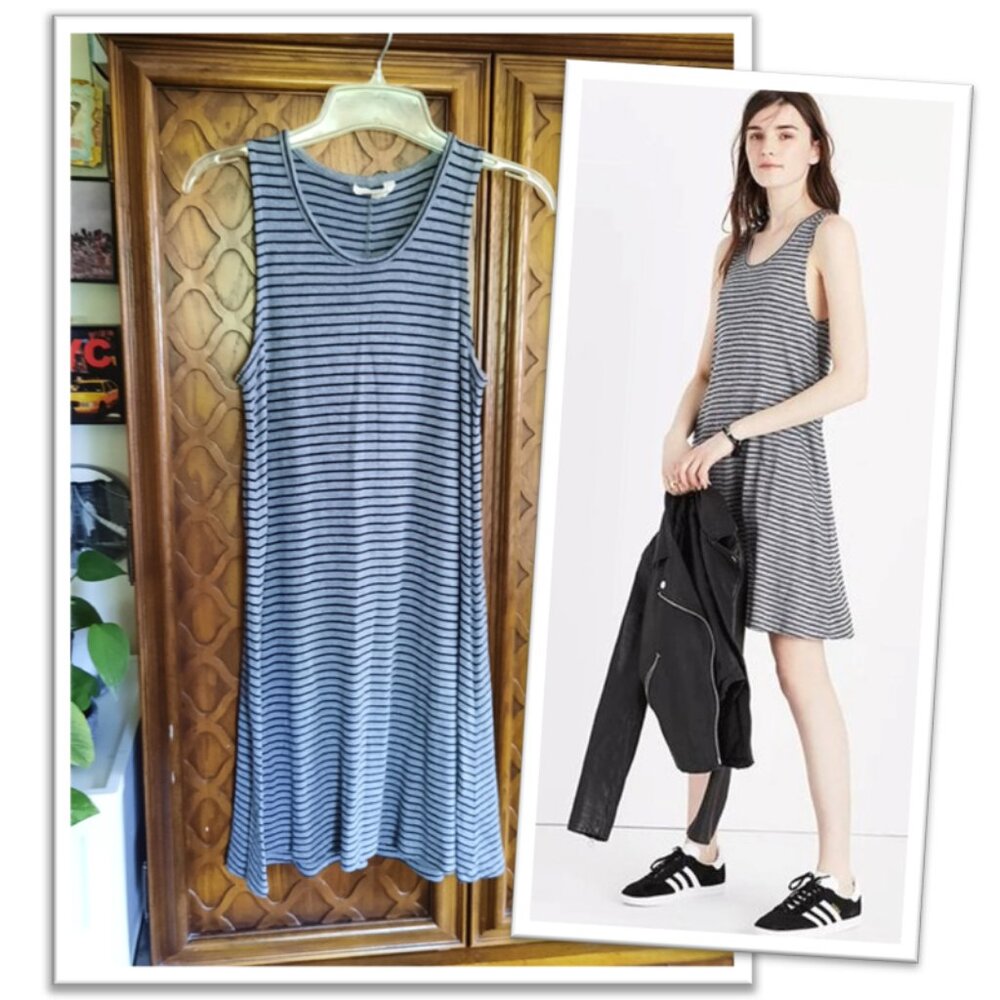 Madewell Highpoint Striped Tank Dress - Gray/black, Size S